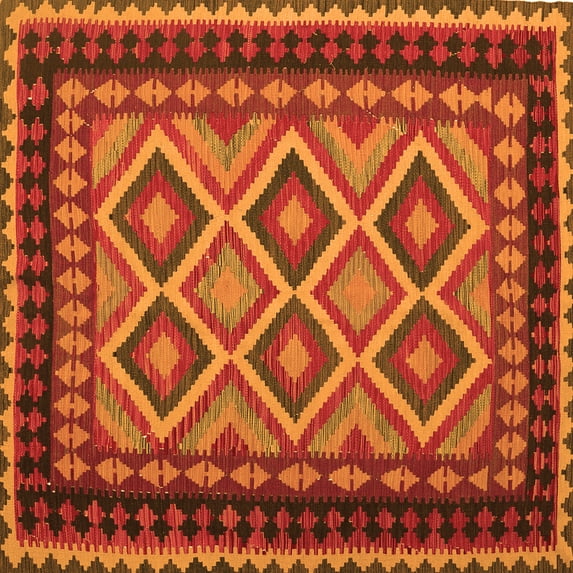 Ahgly Company Indoor Square Oriental Orange Traditional Area Rugs, 5' Square