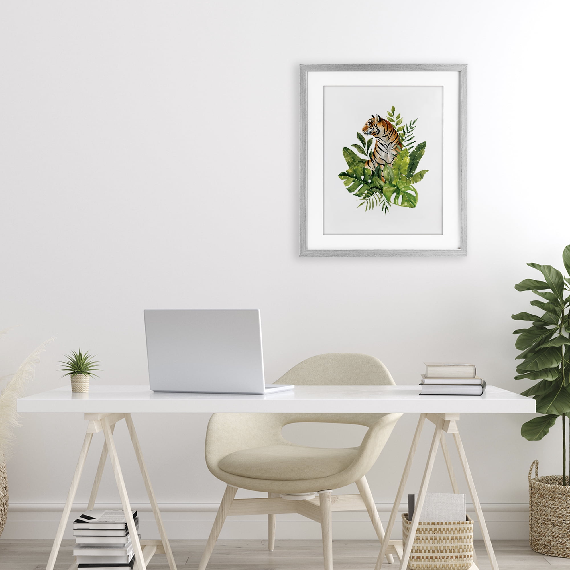 Stupell Industries Exotic Jungle Tiger Gray Framed Print Under Glass, design by Bethany Sandoval