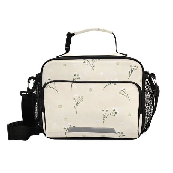 6L Leakproof Lunch Tote with Thermal Lining Lunch Bag Picnic Cooler Bag White Dandelion