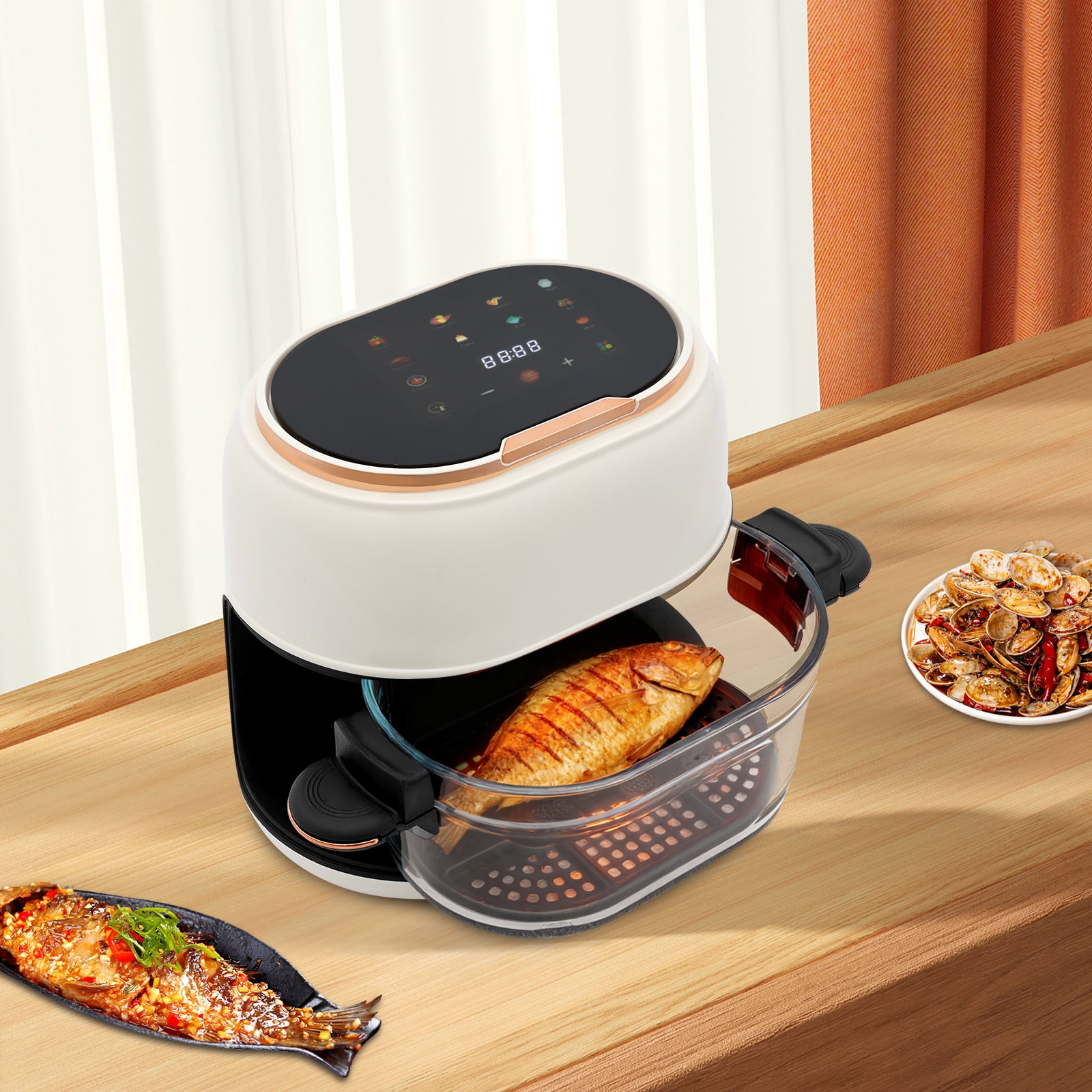 Hot Air Fryer 4L Air Fryer with Touch Screen Visible Baking Basket Air Fryer