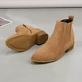 thumbnail image 5 of Zshosam Women Cowboy Western Stitched Ankle Boots Pointed Toe Short Low Block Heel Booties(Khaki,39), 5 of 9