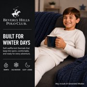 Beverly Hills Polo Club Boys Thermal Underwear Set Waffle Knit Top and Long Johns 6 Piece (2T-18), 2T Deep Blue/Ecru/Black
