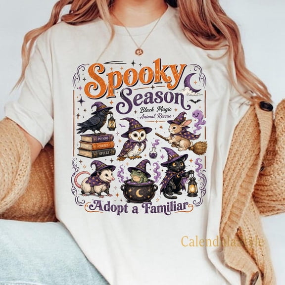 Adopt a Familiar Shirt Halloween , Spooky Season Shirt, Witchy Animal Rescue T Shirt, Halloween Raven Shirt, Witchcore Animal Shirt