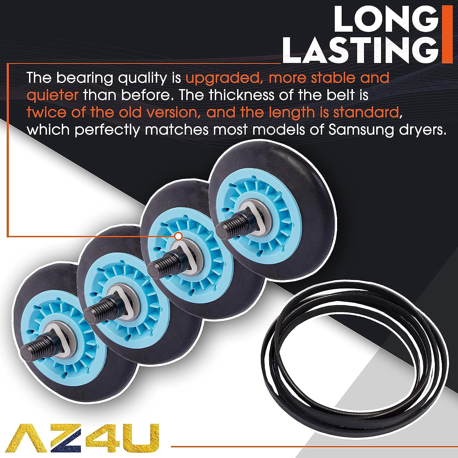 Dryer Repair Kit Replace For Samsung DV219AEW/XAA DV220AEW/XAA DV48J7700EW/A2 DV48H7400EW/A2 DV42h5200EW/A3 Rollers Belt Pulley