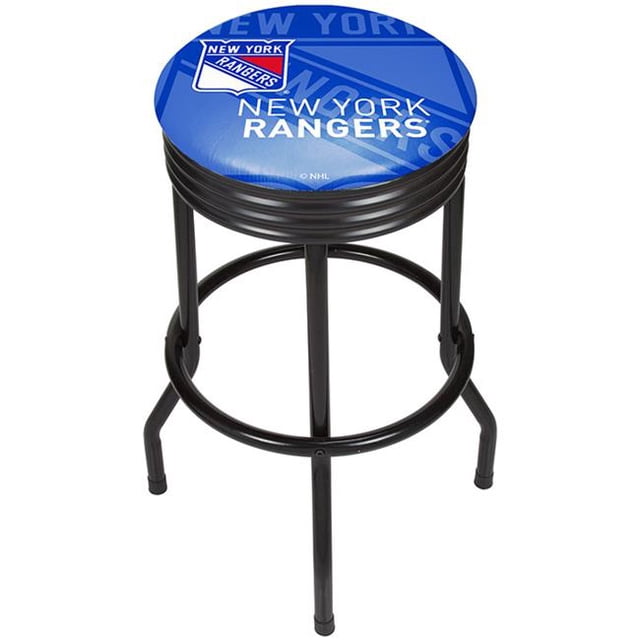Trademark Global NHL1006-NYR New York Rangers NHL Black Ribbed Bar Stool