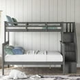 thumbnail image 2 of Harper & Bright Designs Twin Over Full Bunk Bed with Storage and Guard Rail for Bedroom, Gray, 2 of 8