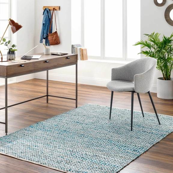 BoutiqueRugs Orovada Contemporary Area Rug - Teal, Pale Blue, Peach - 2' x 3'