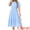 Sky Blue, variant on Women's Eyelet Dress Notched Neck Short Sleeve A Line Midi Dress XL Sky Blue