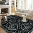 thumbnail image 1 of HAHDAXIA Moroccan 9x12 Area Rug for Living Room, Washable Black Rugs for Bedroom, Large Non-Slip Ultra-Thin Dining Room Rugs for Under Table, Non-Shedding Soft Boho Floor Carpet Decor, 1 of 7