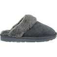 thumbnail image 2 of Clarks Womens Open Back Suede Leather Comfort Clog Slipper JMS0583C - Plush Faux Fur Trim - Indoor Outdoor House Slippers For Women (Grey Premium Suede, 6), 2 of 6