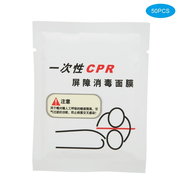 Protector facial para RCP, 50 unidades/caja, máscara de respiración artificial desechable, protector facial para RCP, tecnología innovadora