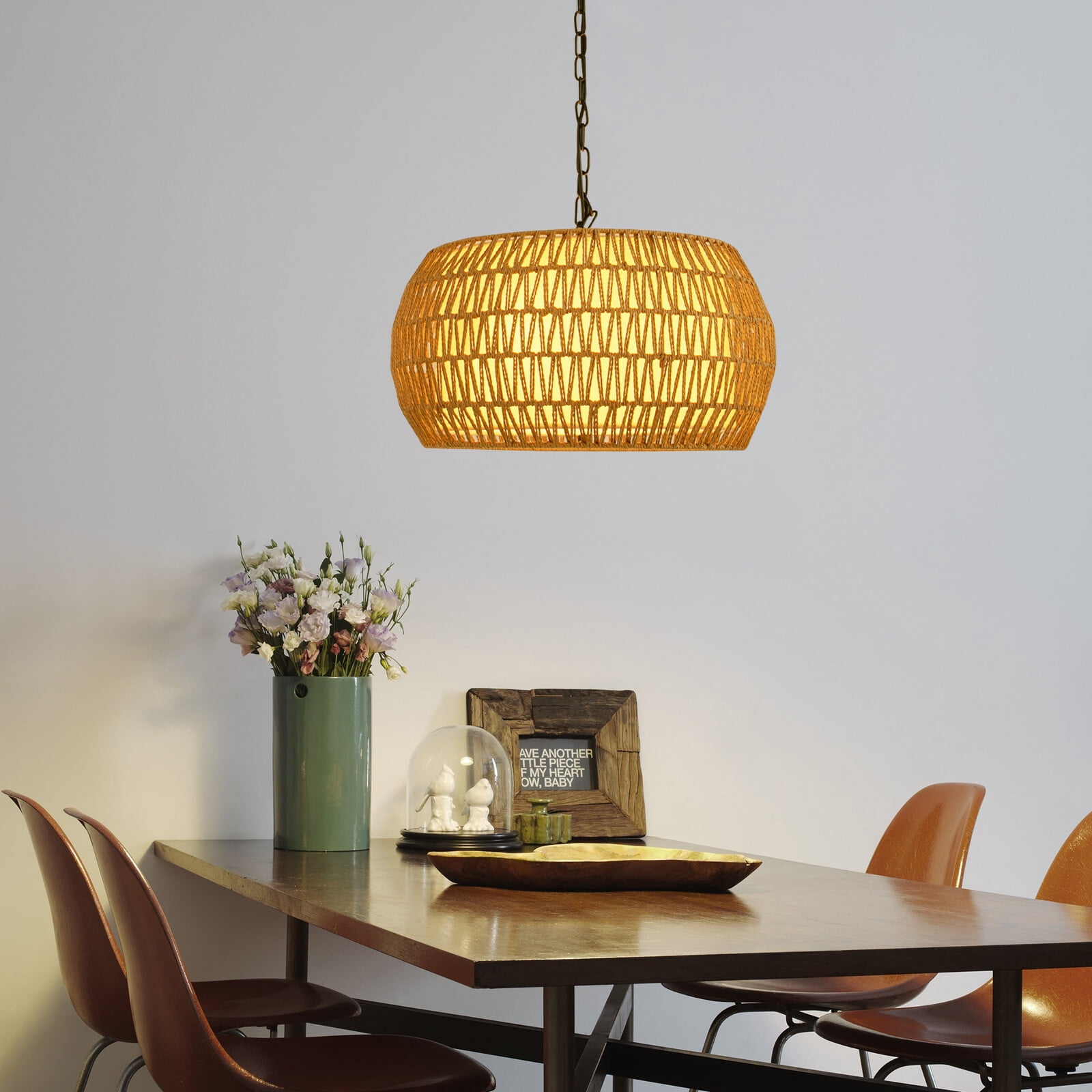 Woven Pendant Light Fixture Ceiling Mount Chandelier Hanging Lamp Fixture E26