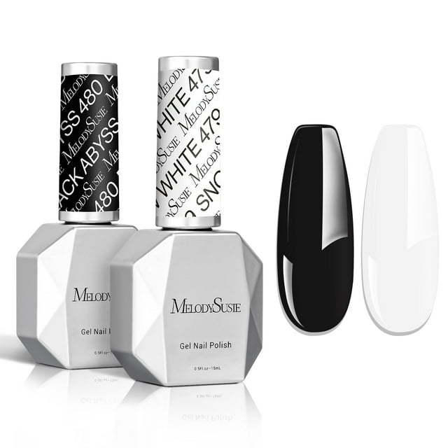 Set de esmaltes de uñas en gel MelodySusie Thick Black & White, 15 ml