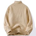 thumbnail image 4 of Miluxas Men's Stripe Knit Sweater, Crew Neck Pullover, Casual Long Sleeve Winter Warm Knitted Fashion Top Beige, 4 of 4