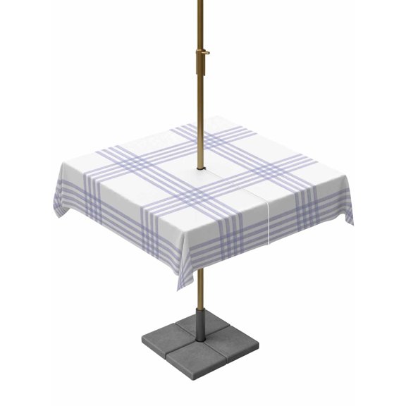 Outdoor Tablecloth with Umbrella Hole & Zipper, Purple Buffalo Plaid Square Tablecloth 54x54 Inch, Farmhouse Checkered Watercolor Patio Table Cover Waterproof Table Cloth for Picnic/Party
