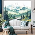 thumbnail image 5 of Watercolor Forest Mountain Tapestry Green Nature Pine Tree River Wall Tapestry for Bedroom Aesthetic Misty Woods Birds Small Tapestries Wall Hanging for Living Room Dorm Decor 40 x 30 Inch, 5 of 7
