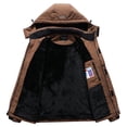 thumbnail image 3 of Men's Fleece Lined Winter Jacket Water Repellent Windbreaker Outdoor Warm Snow Coat with Detachable Hood, 3 of 4