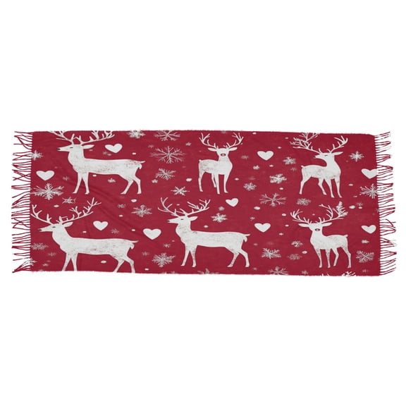 BZSMCE Women Scarf Snowflake and Heart Reindeer Print Simple Pattern Soft Warm Long Large Scarves