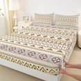thumbnail image 3 of Feelyou Wheat Bohemian Aztec Queen Sheet Sets, Hippie Trible Style Flat Sheet, Retro Western Triangle Queen Fitted Sheet, Lightweight Room Decor, 4-Piece, 3 of 7