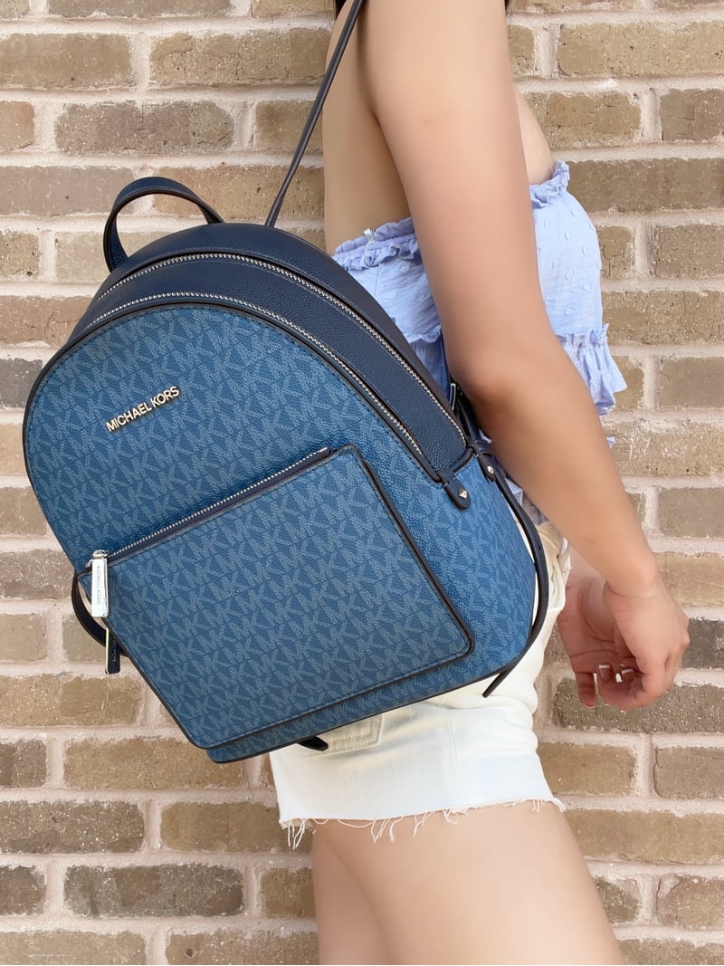Michael Kors Adina Medium Backpack Dark Chambray Blue Mk Leather