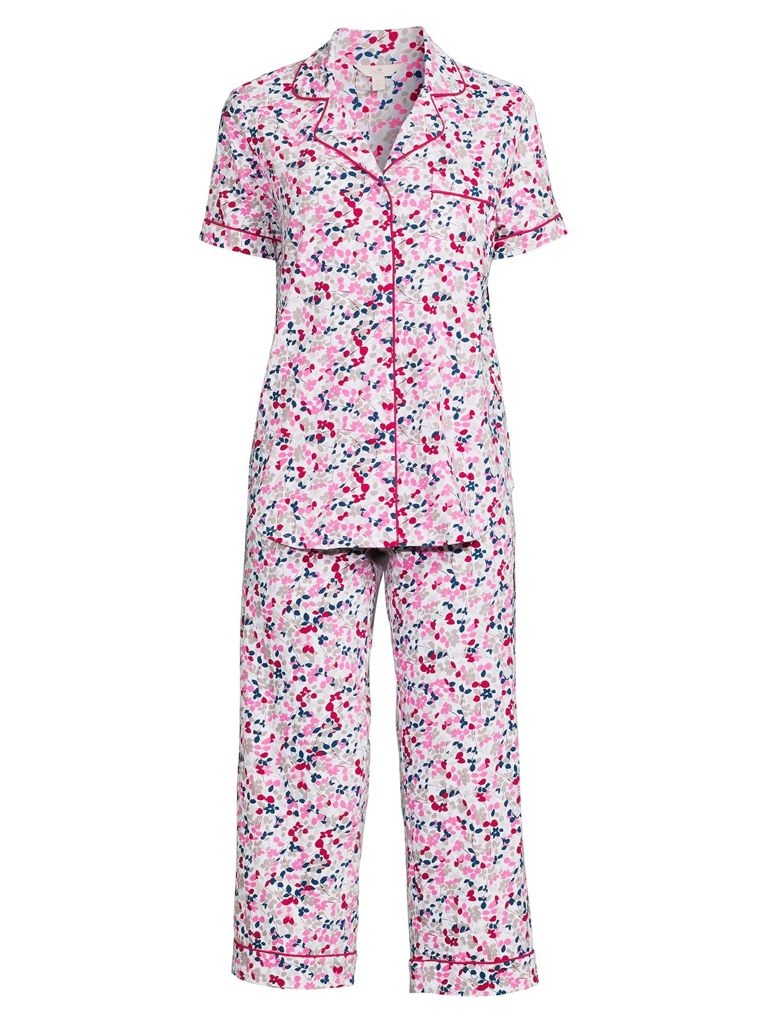 Secret Treasures Women's Plus Traditional Short Sleeve Notch Collar Pajamas Set