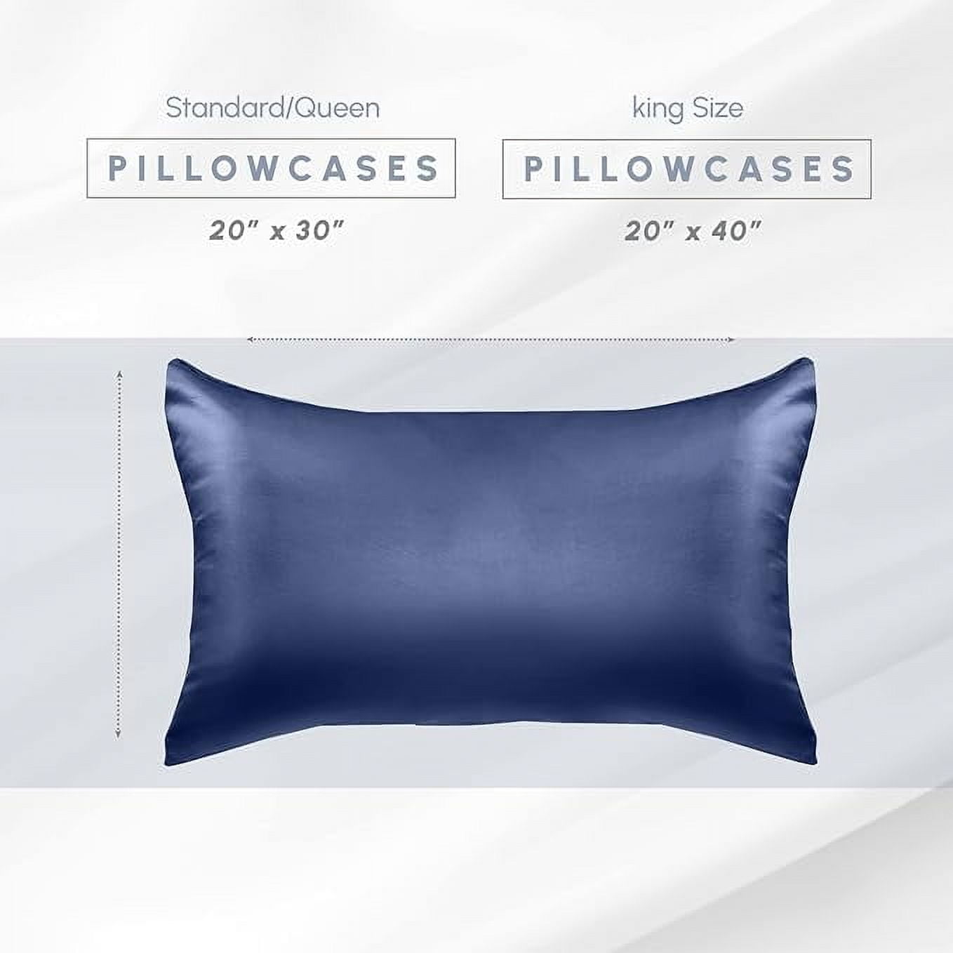Cooling Viscose Satin Pillowcase 6-Pack Set with Hidden Zipper Closure, King, Navy Blue