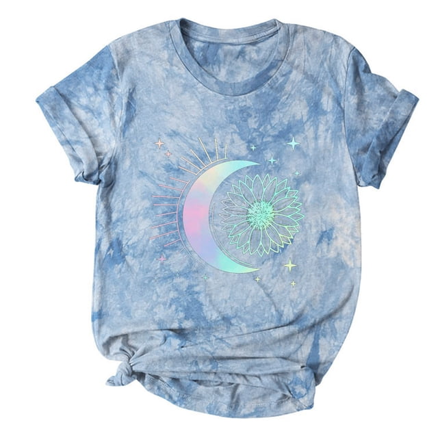Camiseta de mujer, divertida y linda camiseta de manga corta, camiseta teñida con lazo, blusa, regalo para mujer Fridja ghk4275