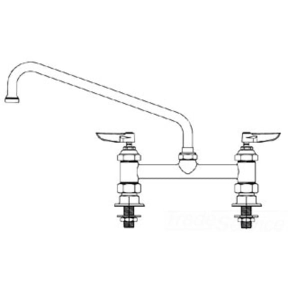 T&S BRASS B-2280-CR 8 DECK MOUNT BASE FAUCET WITH CERAMIC CARTRIDGES, 12 SWING