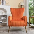 thumbnail image 2 of Silla de acento de terciopelo con patas de metal, sillón tapizado moderno, silla lateral de espalda para salón dormitorio pequeños espacios, 2 of 5