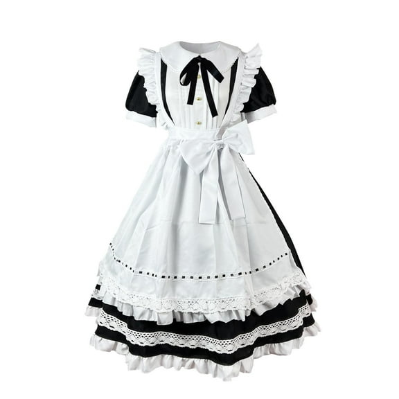 LEKODE Maid Dress Apron Dress Lolita Dress Cocktail Dresses for Women Renaissance Costume Women Fall Dresses for Women 2025 Party Dresses for Women Black M