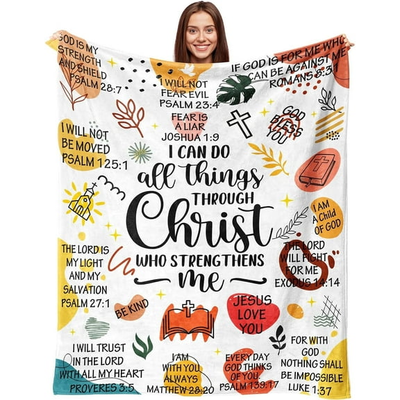 Christian Gifts for Women Blanket Faith Bible Religious Gifts Christian Inspirational Blankets Ultra Soft Flannel Throw Blanket 60"x50"