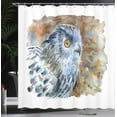 thumbnail image 3 of Ambesonne Owl Shower Curtain, Watercolor Style Bird Drawing, 69"Wx75"L, Ceil Blue and Dark Khaki, 3 of 4