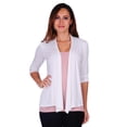thumbnail image 1 of Simply Ravishing Women's Basic 3/4 Sleeve Hip Length Open Drape Cardigan, 5X, Ivory, 1 of 4