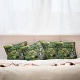 thumbnail image 4 of Ambesonne East Throw Pillow Cover 4 Pack, Trees Foliage Rock Garden, 24", Green White, 4 of 5