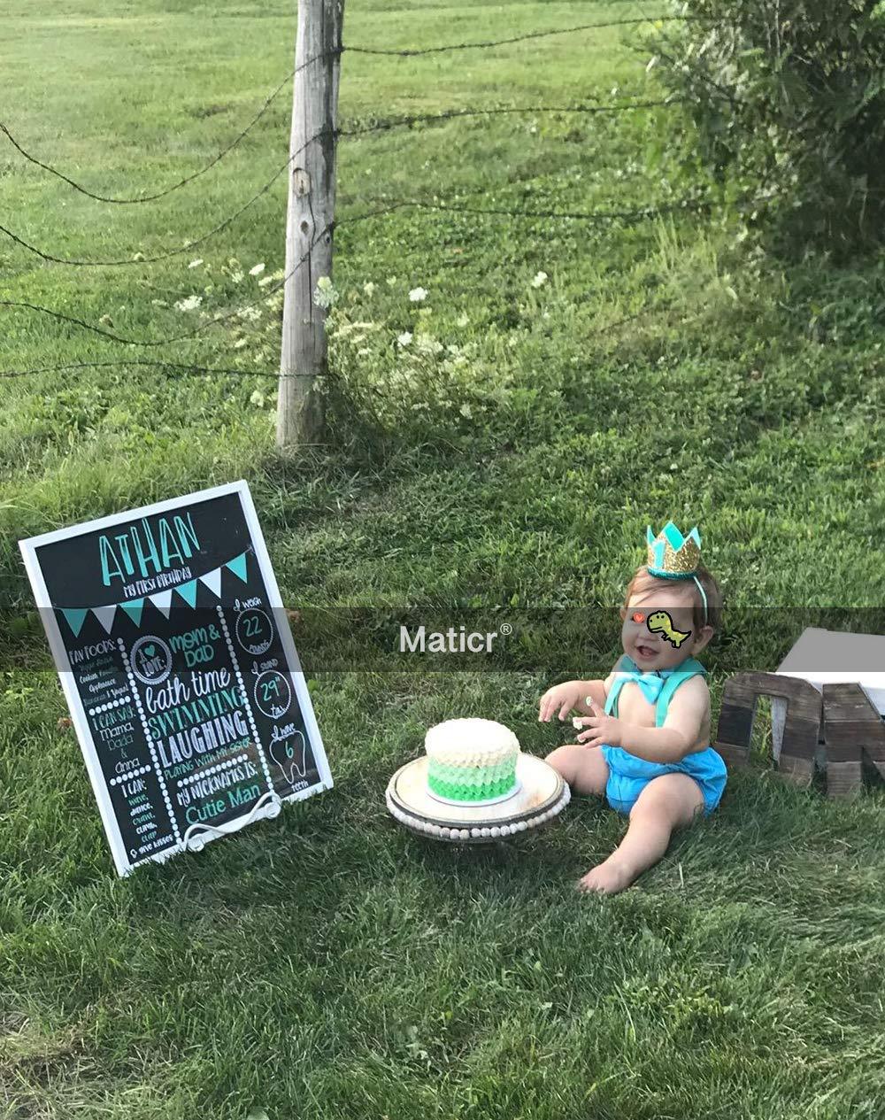 Blue & Gold 1 Celebris Glitter Baby Boy First Birthday Crown Hat & Headband for Little Prince Princess Cake Smash Photo Prop 