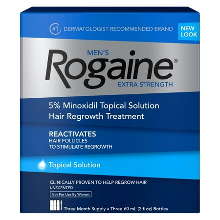 Men's Rogaine Extra Strength 5% Minoxidil Topical Solution for Hair Loss, Hair Regrowth and Thinning Hair, 3-Month