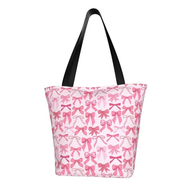 Balery Pink bows Bolsa de Hombro con Diseño, Bolsa Grande y Duradera, Bolsa Versátil para Compras
