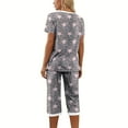 thumbnail image 5 of Simua Pajamas Short Sleeve Summer Sleepwear for Women, Women's Star Print Soft V-neck Tops and Capri Pants Loose Loungwear Pjs Sets, Size M-XXL, 5 of 7