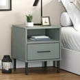 thumbnail image 1 of vidaXL Bedside Cabinet with Metal Legs Grey Solid Wood Pine OSLO, 1 of 5