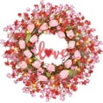 thumbnail image 2 of JEWLALO 22" Valentines Day Wreath Decorations, Wreath for Front Door, Pink Tulip Valentine, Spring Summer for Valentine's Home Party Table Window Gifts Decors, 2 of 6