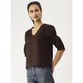thumbnail image 4 of DressBerry Women’s Solid Cotton Poplin Top V Neck Flared Elbow Sleeves Waist Length Regular Wear Light Weighted Casual Summer Blouse, 4 of 7