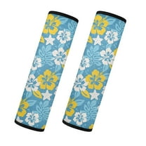 Uorisanigo Hibiscus Flowers Car Seat Belt Cover Furry 2 Pieces Set Seat belt Shoulder Pad Comfortable Driving Shoulder Strap Pads Harness Pad for Car/Bag Protect You Neck and Shoulder
