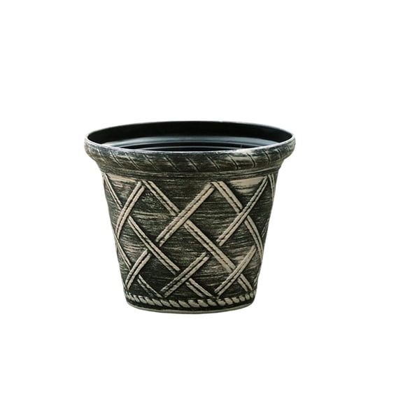 Elegant Roman Wicker Style Plastic Flower Pot for Balcony & Garden Planting, Durable Large Capacity Bonsai & Vegetable Container