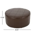 thumbnail image 3 of Noble House Derring Faux Leather Large Ottoman, Dark Brown, 3 of 7