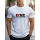 thumbnail image 1 of I Love My Girlfriend Print Men's Round Crew Neck Short Sleeve Tee, Fashion Street Style Breathable T-Shirt, Casual Comfy Top For Spring Summer Holiday Leisure Vacation Men's Clothing As Gift, 1 of 5