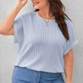 thumbnail image 2 of Plus Size Work Blouses for Women Solid Short Sleeve Crew Neck Casual Basic T shirts Loose Comfy Summer Tunic Tops, 2 of 5