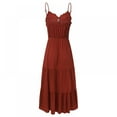 thumbnail image 2 of Robes Boho pour Femmes Réglable Spaghetti Sangle Été Vintage Solide Casual Swing Longue Robe, 2 of 9