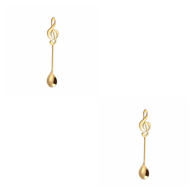 stanreset Musical Coffee Spoon Cutlery Set Stainless Steel Retro Iron Shovel Ice Cream Spoon Scoop Creative Spoon Tea-Spoon Tableware gold 2Set