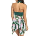 thumbnail image 4 of Traje de baño tankini para mujer con pantalones cortos de dos piezas con cuello en V y lazo halter - Hojas verdes, 4 of 6