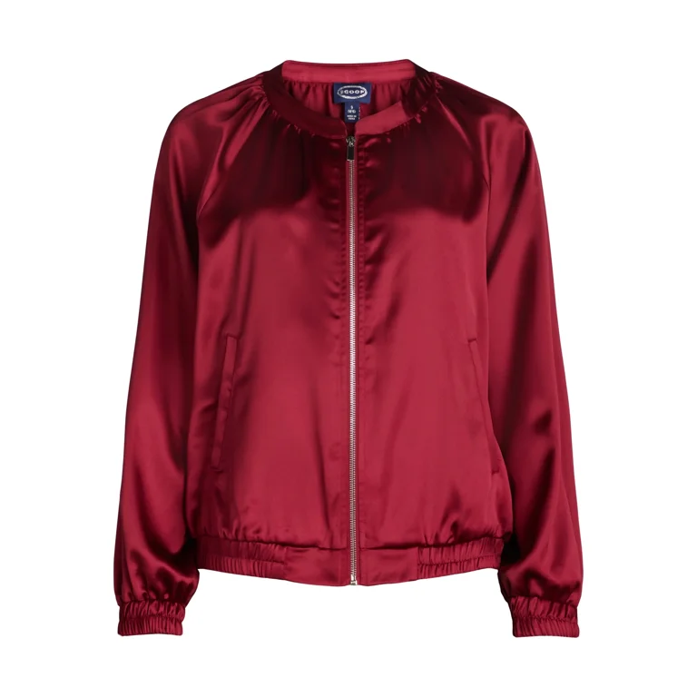 Red satin jacket women's sales